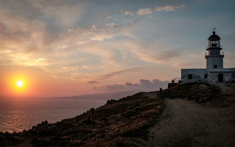 Armenistis Lighthouse on the northwest cape of Mykonos